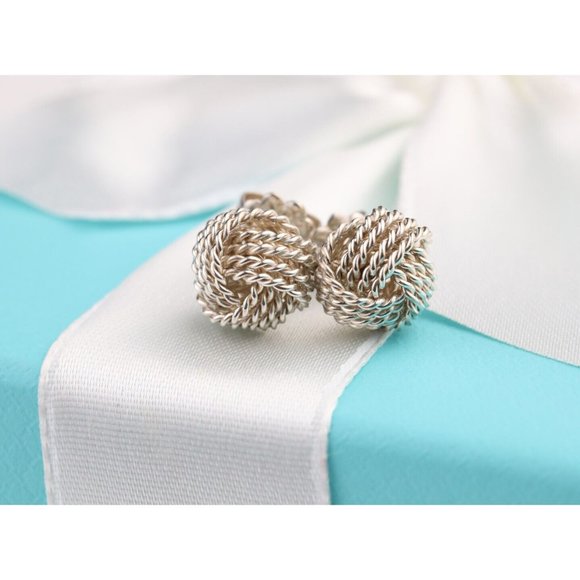 Tiffany & Co. Jewelry - Tiffany & Co. Vintage Somerset Twist Knot Mesh Earrings in 925 Sterling Silver